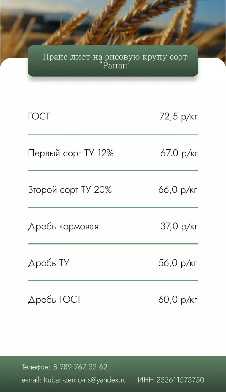 Фотография продукта  рисовую крупу сорта "рапан"