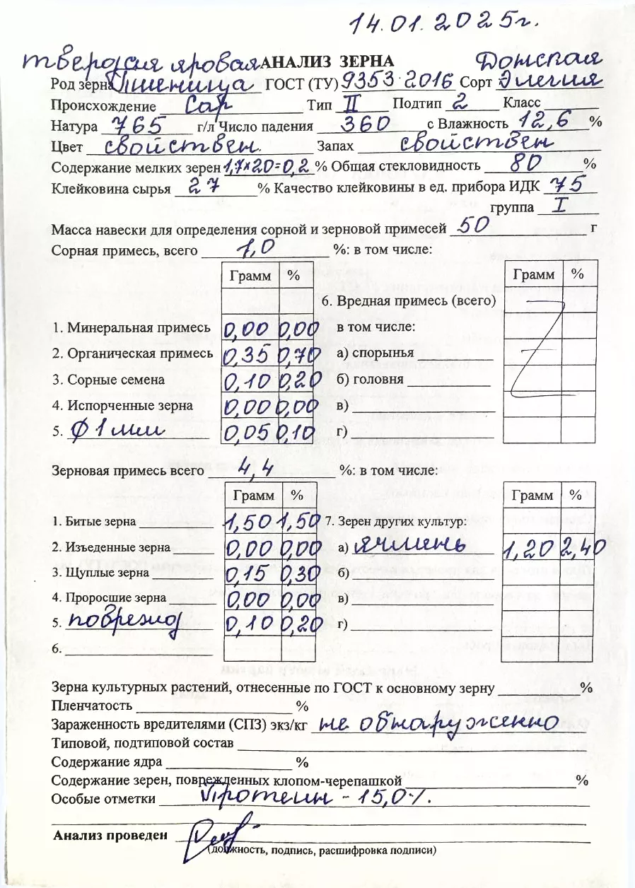 Фотография продукта Пшеница твердая 6000т